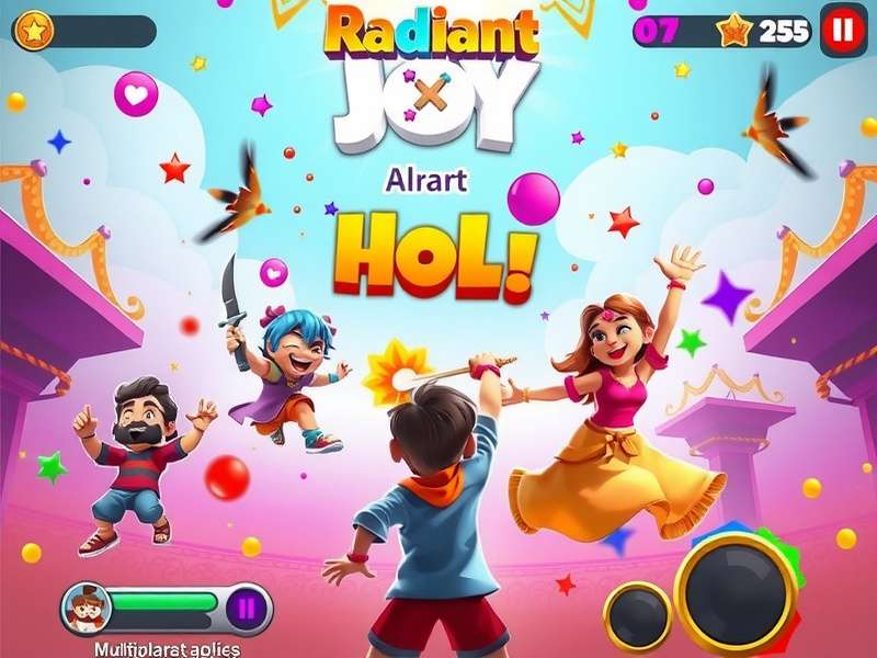 Radiant Holi Joy gameplay showing colorful festival celebration